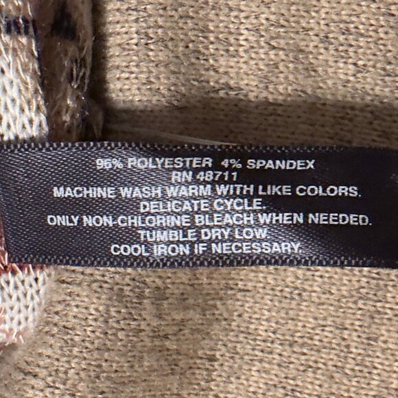 MASSINI Long Sleeve Beige Knit Top With Separate Aztec Pattern Scarf Size Small - Picture 6 of 9